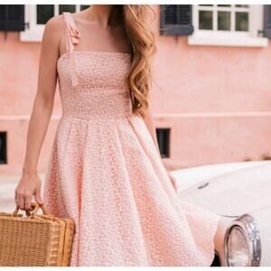 Gal Meets Glam Pink Floral A line flare Midi Dress Sze 6 Preppy, girly, romantic